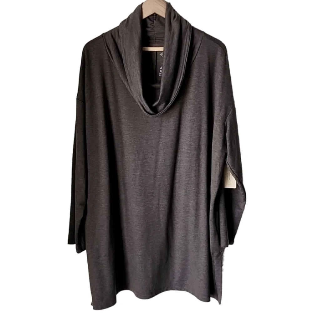 ST JOHNS BAY Gray Cowl Neck Knit Top 2X 3X Heathered Long Sleeve Sweater